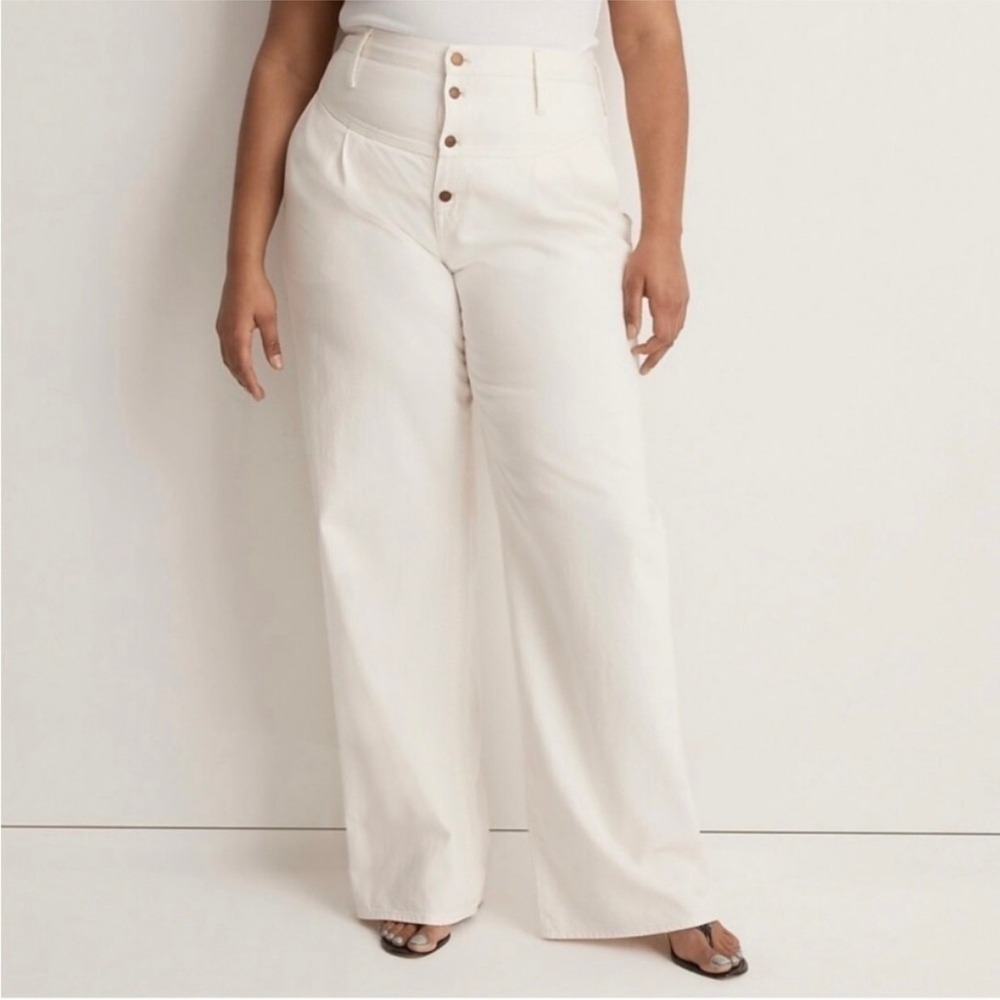 Madewell Super Wide Leg Jeans NWT Size 32 Canvas Cream Button Fly High Rise